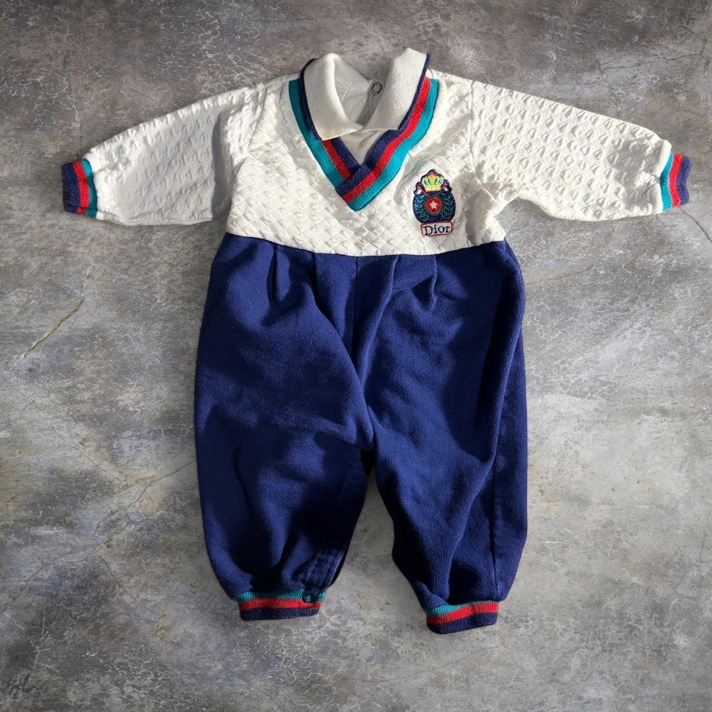 Vintage Baby Dior Style Romper One Piece 6 Months Made in USA Infant 90s Era